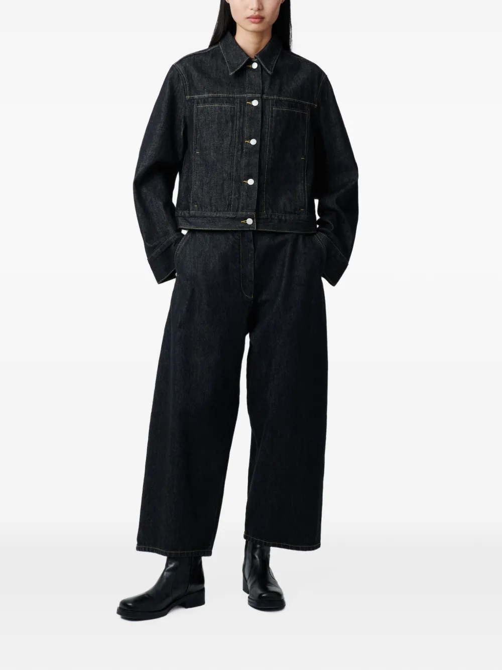 Studio Nicholson Chalco jeans met wijde pijpen Zwart