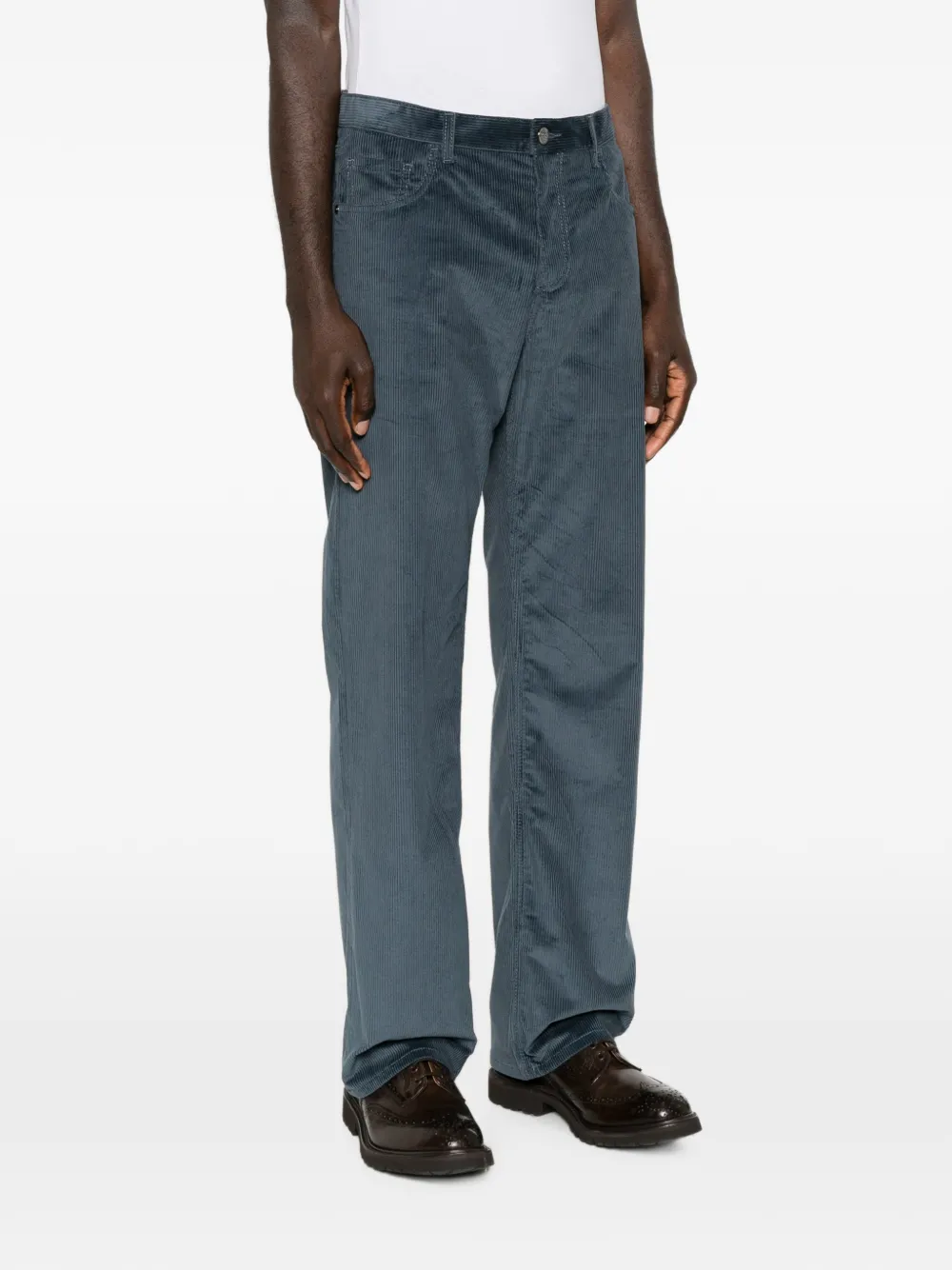 ETRO Ribfluwelen straight broek Blauw