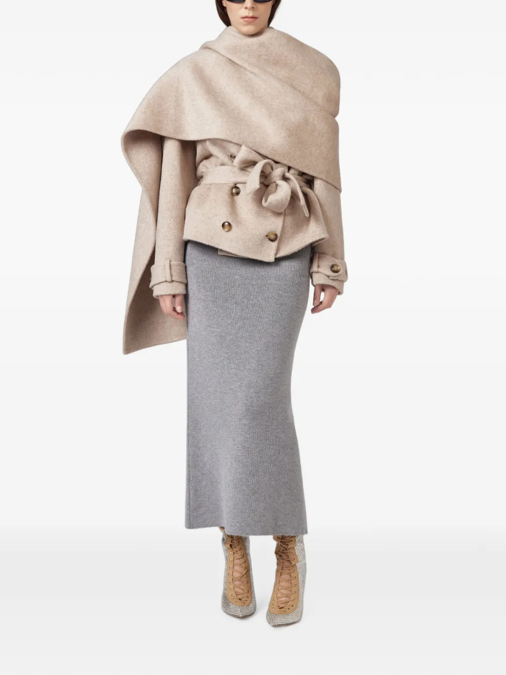 Giuseppe Di Morabito draped belted peacoat - Neutrals