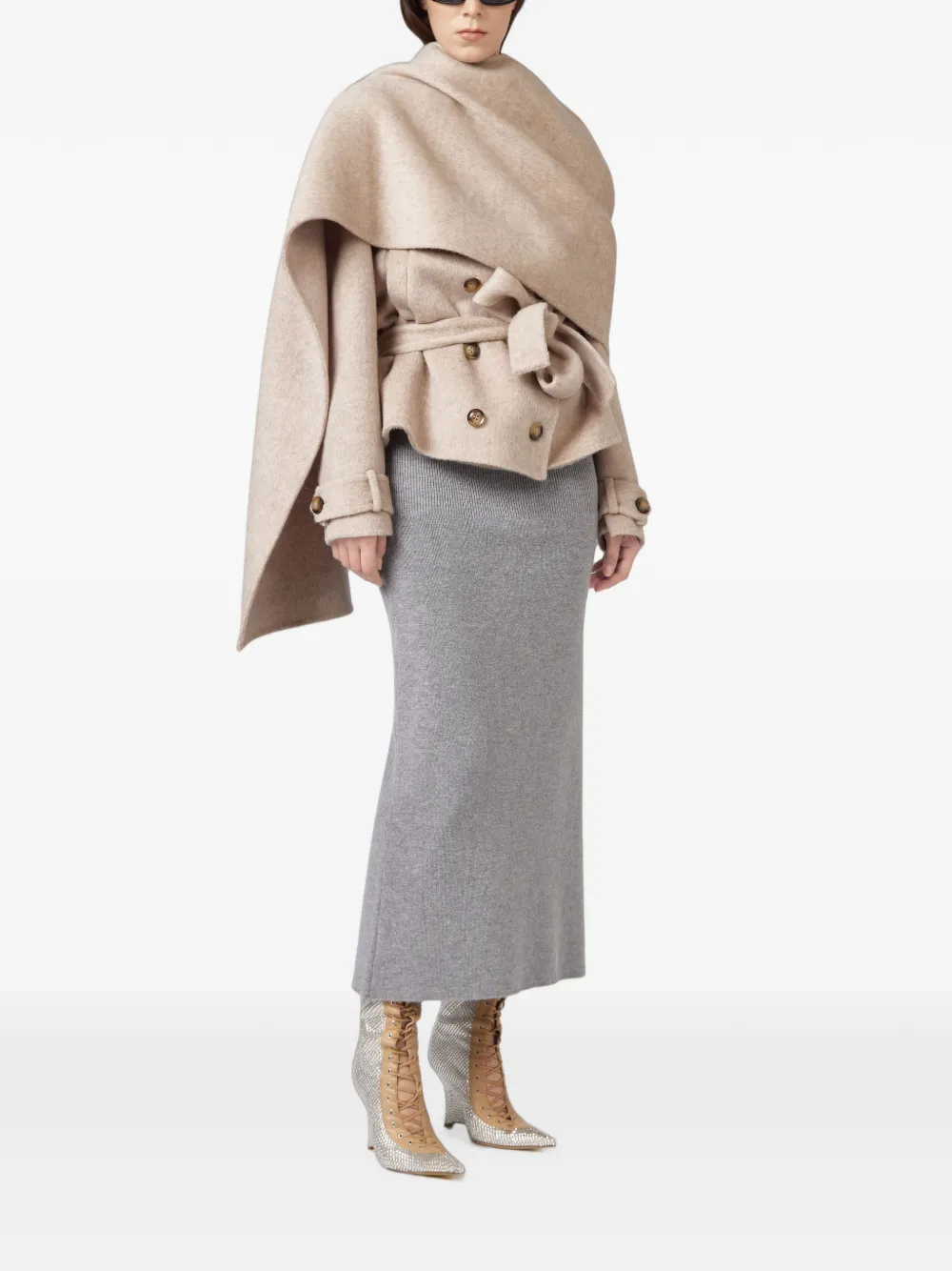 Giuseppe Di Morabito Gedrapeerde sailorjas met ceintuur Beige
