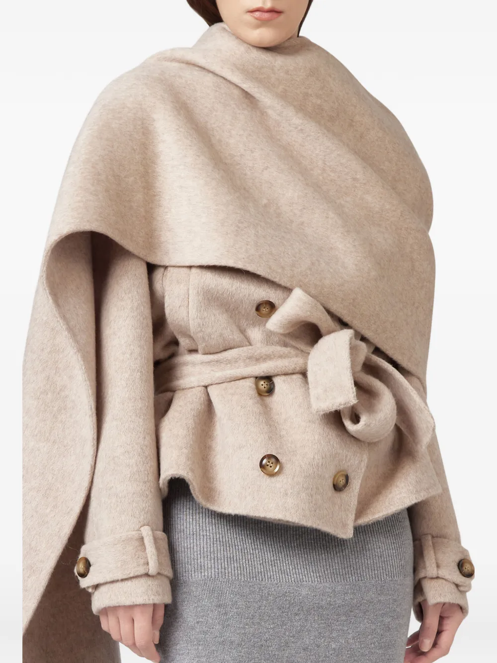 Giuseppe Di Morabito Gedrapeerde sailorjas met ceintuur Beige