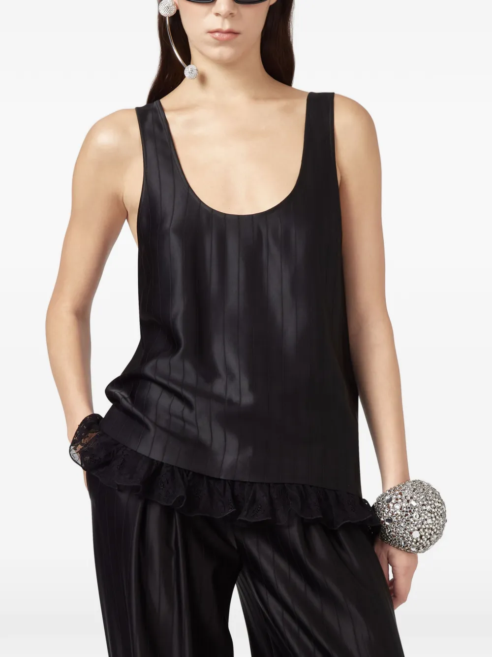 Giuseppe Di Morabito lace-trim striped top