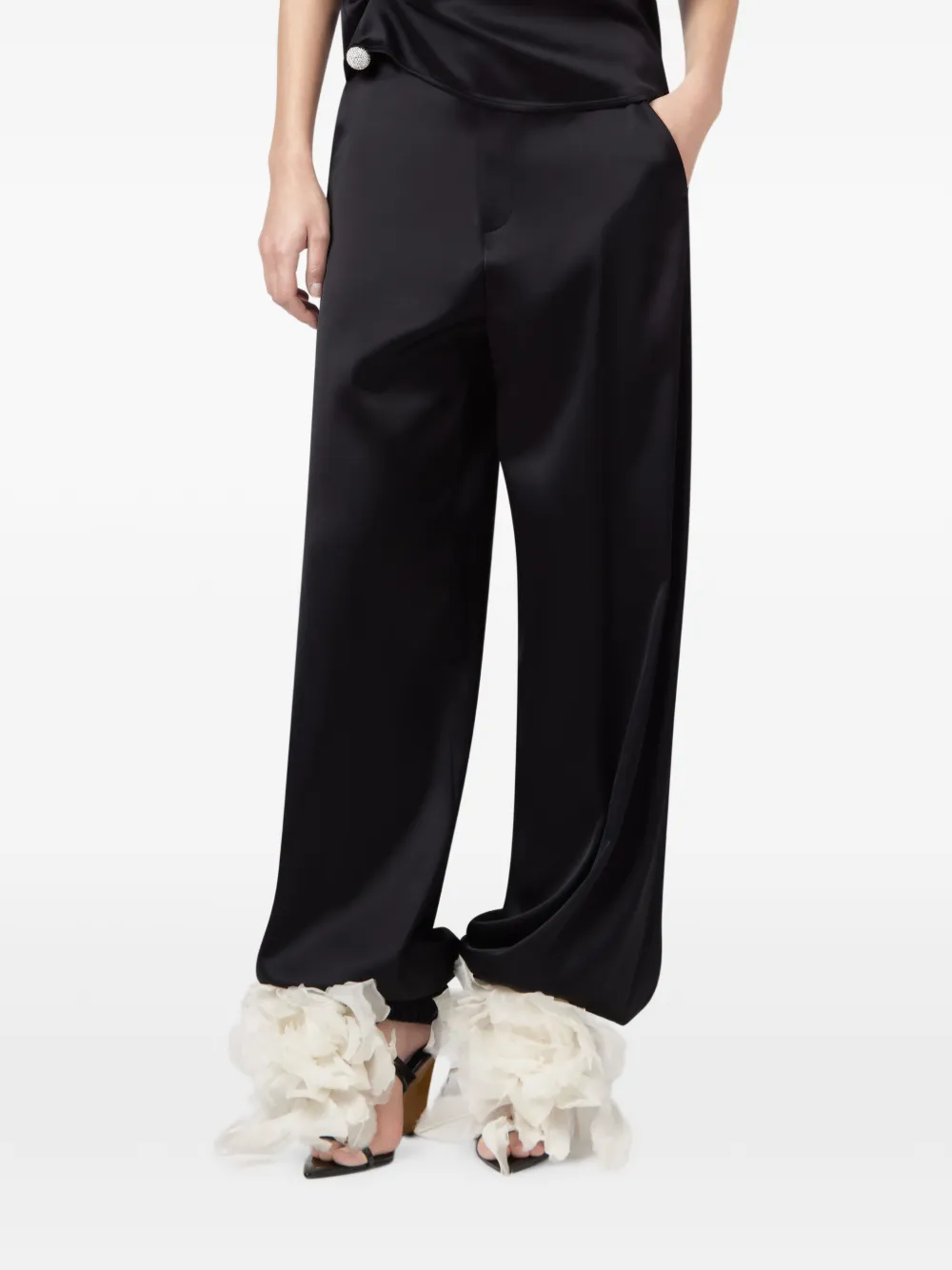Giuseppe Di Morabito satin floral-detail trousers - Black
