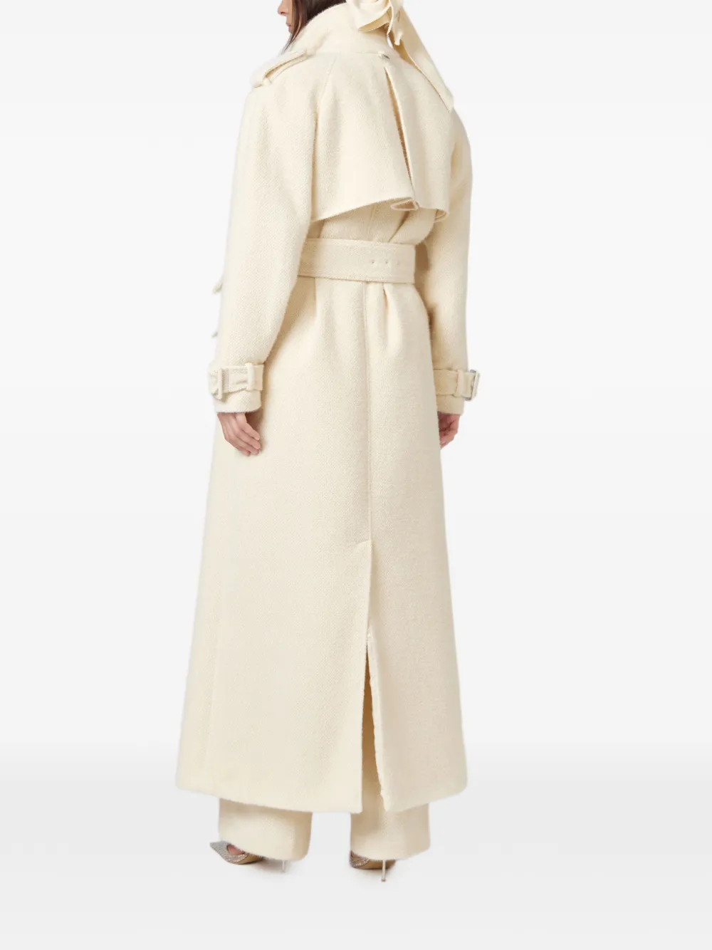 Giuseppe Di Morabito rose-detail double-breasted coat Beige