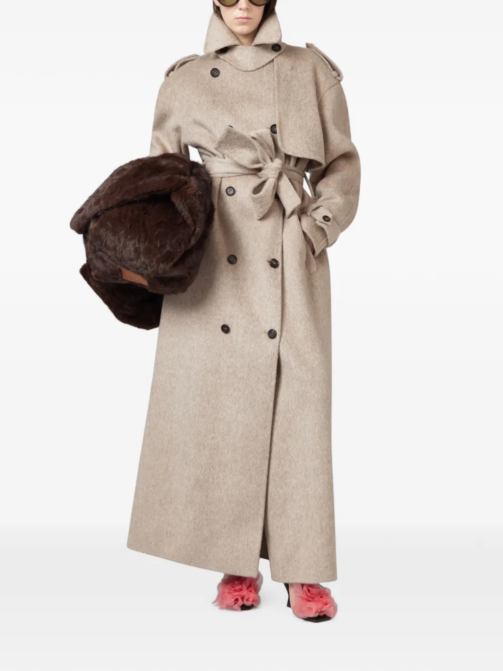 Giuseppe Di Morabito double-breasted belted coat - Nude