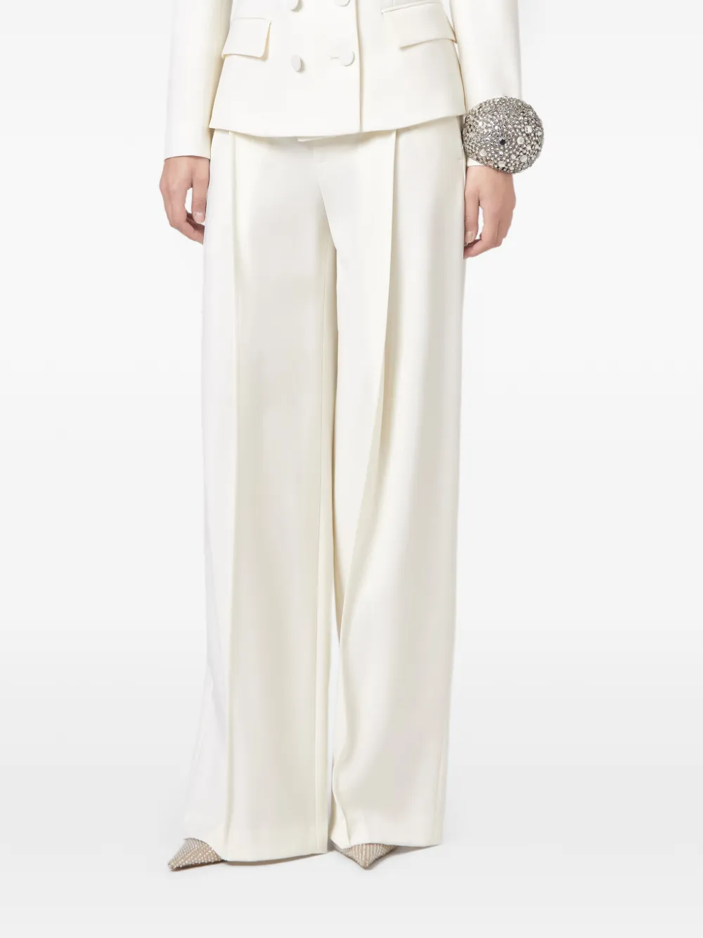 Giuseppe Di Morabito pantalon palazzo plissé à coupe ample - Blanc Giuseppe Di Morabito pantalon palazzo plissé à coupe ample - Blanc