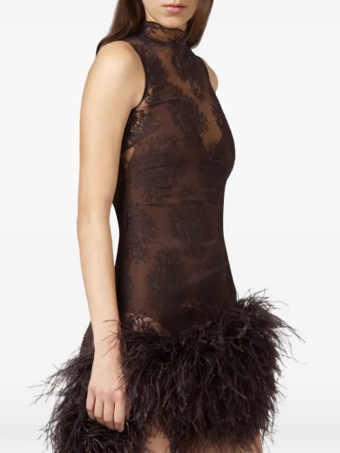 Giuseppe Di Morabito lace feather-trim asymmetric dress