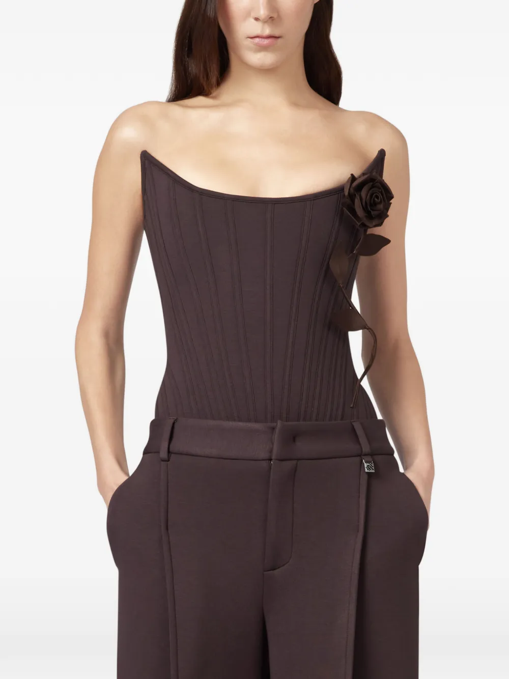 Giuseppe Di Morabito Corsetto con dettaglio floreale - Marrone