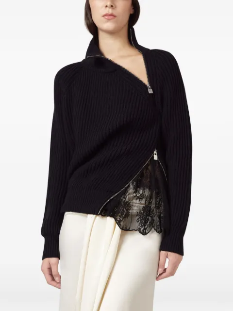 Giuseppe Di Morabito lace-trim ribbed-knit sweater