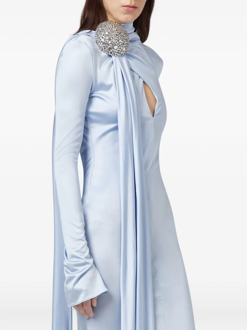 Giuseppe Di Morabito robe longue à ornements en cristal - Bleu Giuseppe Di Morabito robe longue à ornements en cristal - Bleu
