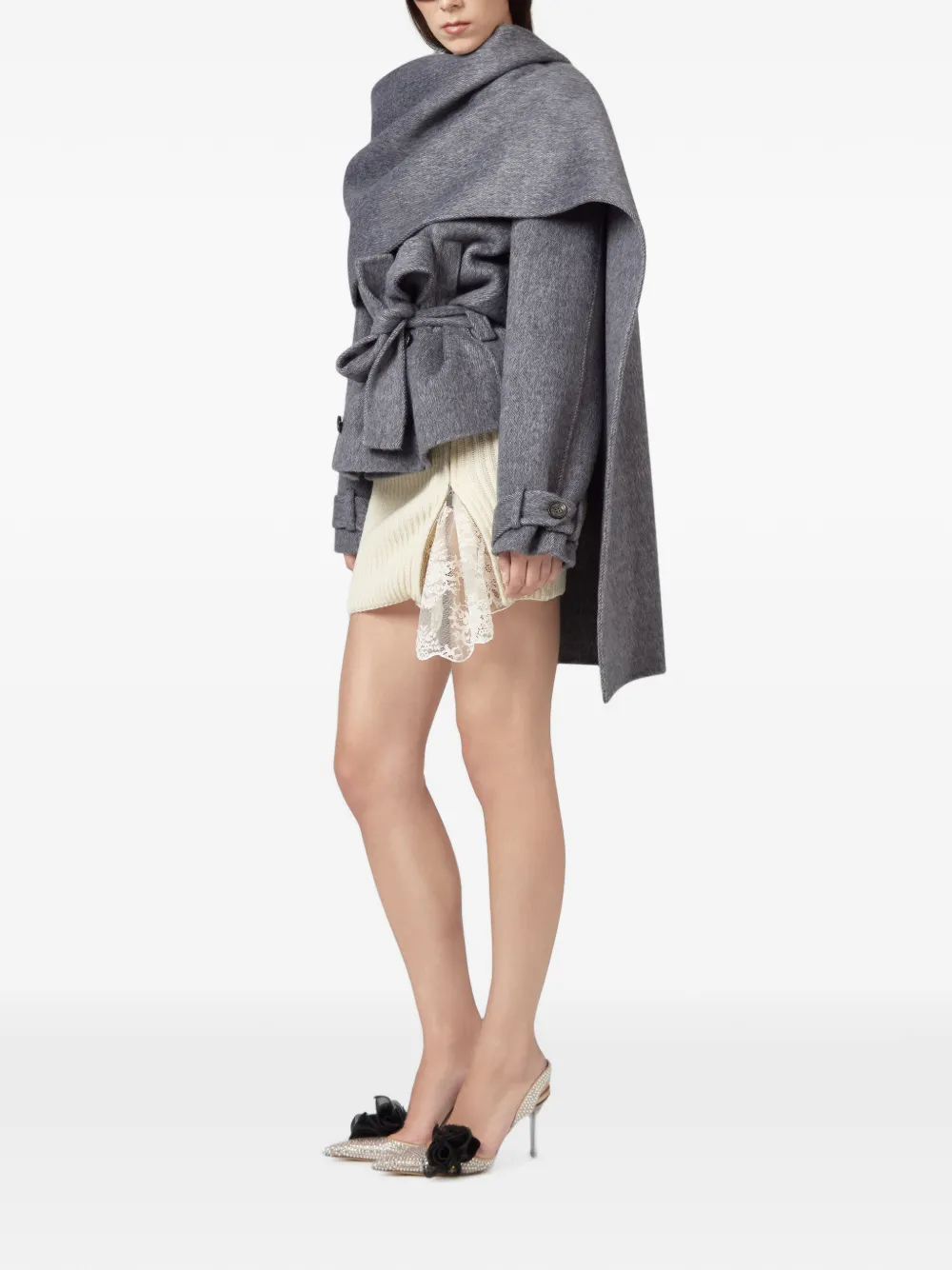 Giuseppe Di Morabito belted scarf-detail jacket Grijs