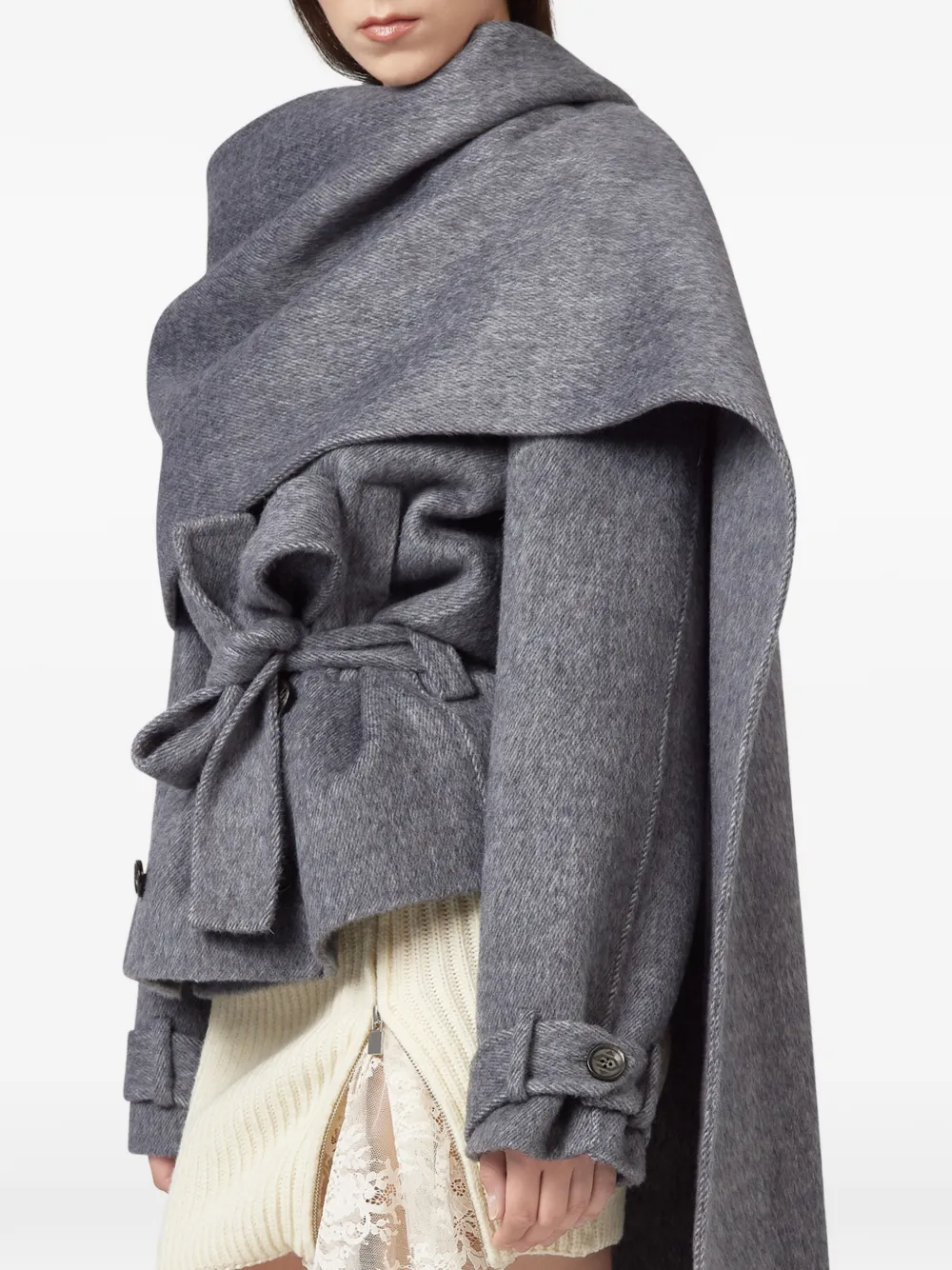 Giuseppe Di Morabito belted scarf-detail jacket Grijs
