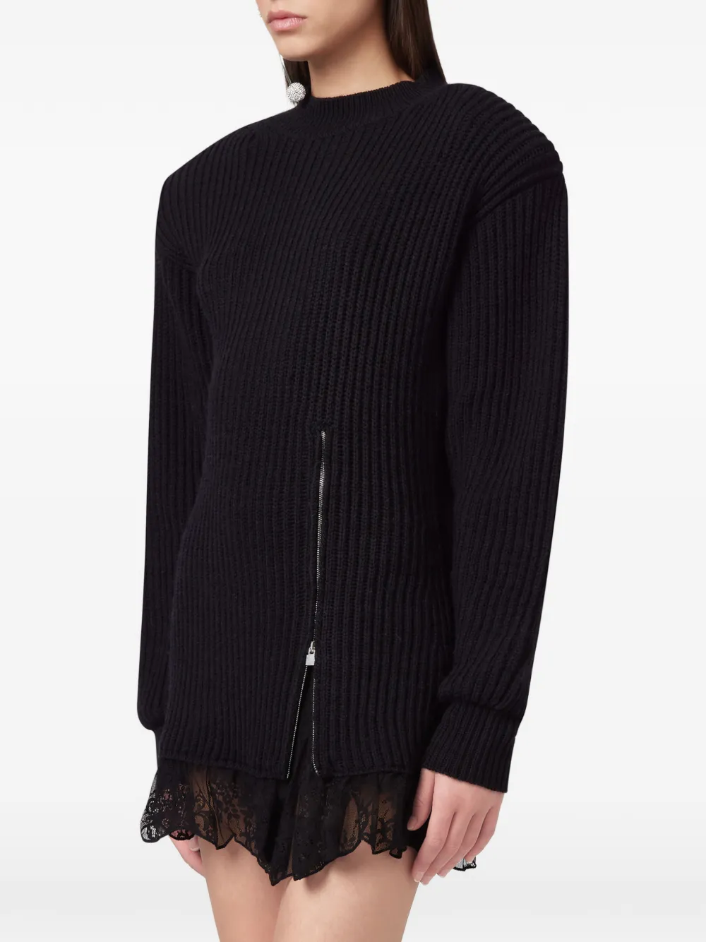Giuseppe Di Morabito lace-trim ribbed-knit mini dress