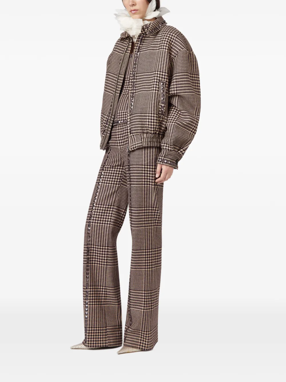 Giuseppe Di Morabito Jack verfraaid met studs en pied-de-poule print Bruin