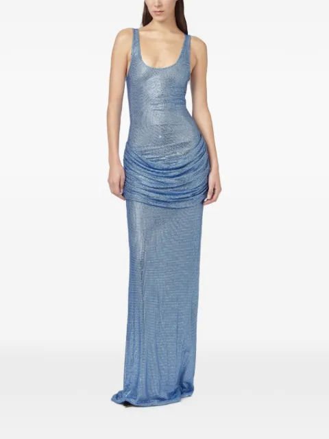 Giuseppe Di Morabito vestido largo con diseño drapeado y detalles de cristal