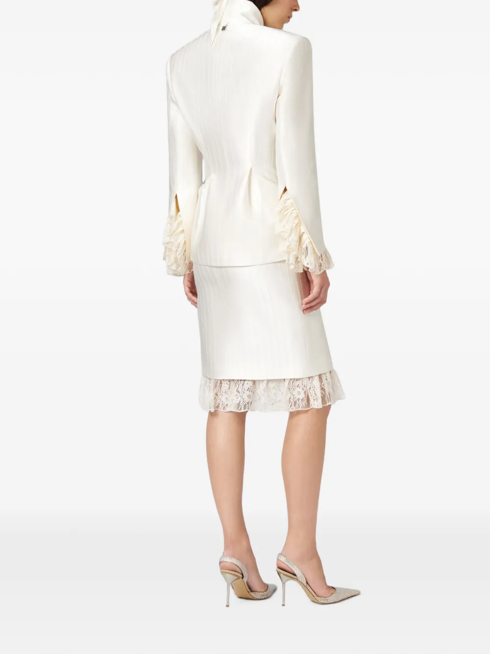 Giuseppe Di Morabito Mini-rok met krijtstreep en kanten afwerking Wit