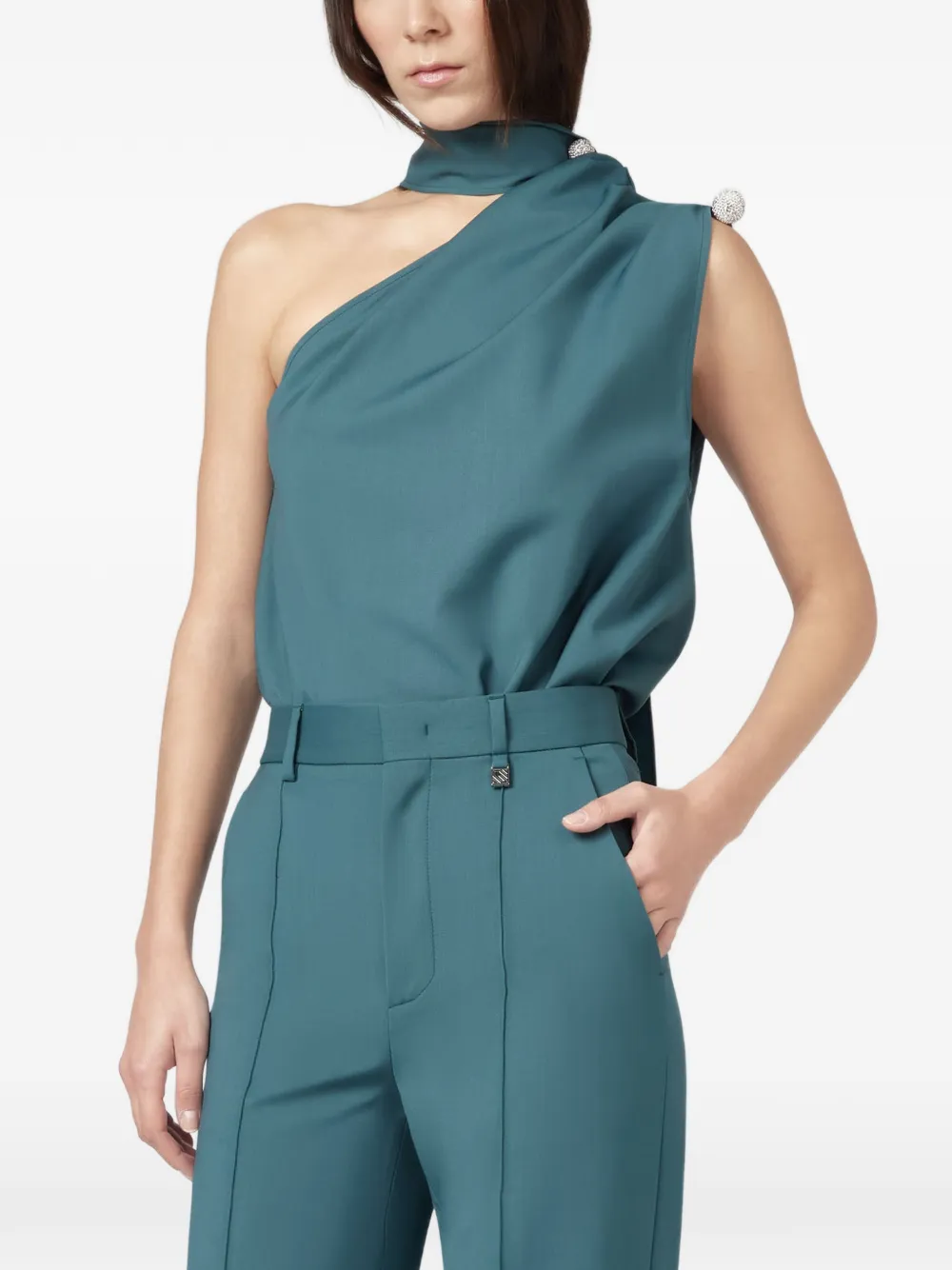 Giuseppe Di Morabito Asymmetrische blouse verfraaid met kristallen Groen