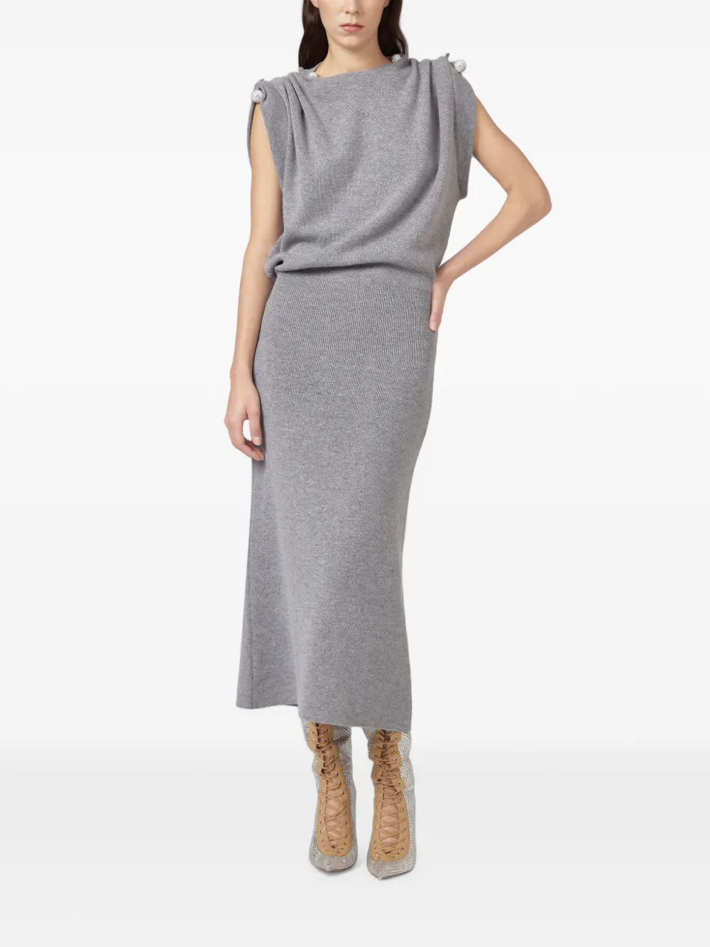 Giuseppe Di Morabito embellished knitted midi dress - Grigio