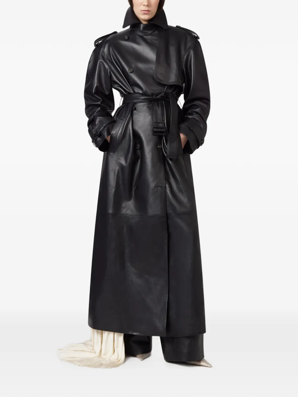 Giuseppe Di Morabito trench ceinturé à boutonnière croisée - Noir Giuseppe Di Morabito trench ceinturé à boutonnière croisée - Noir