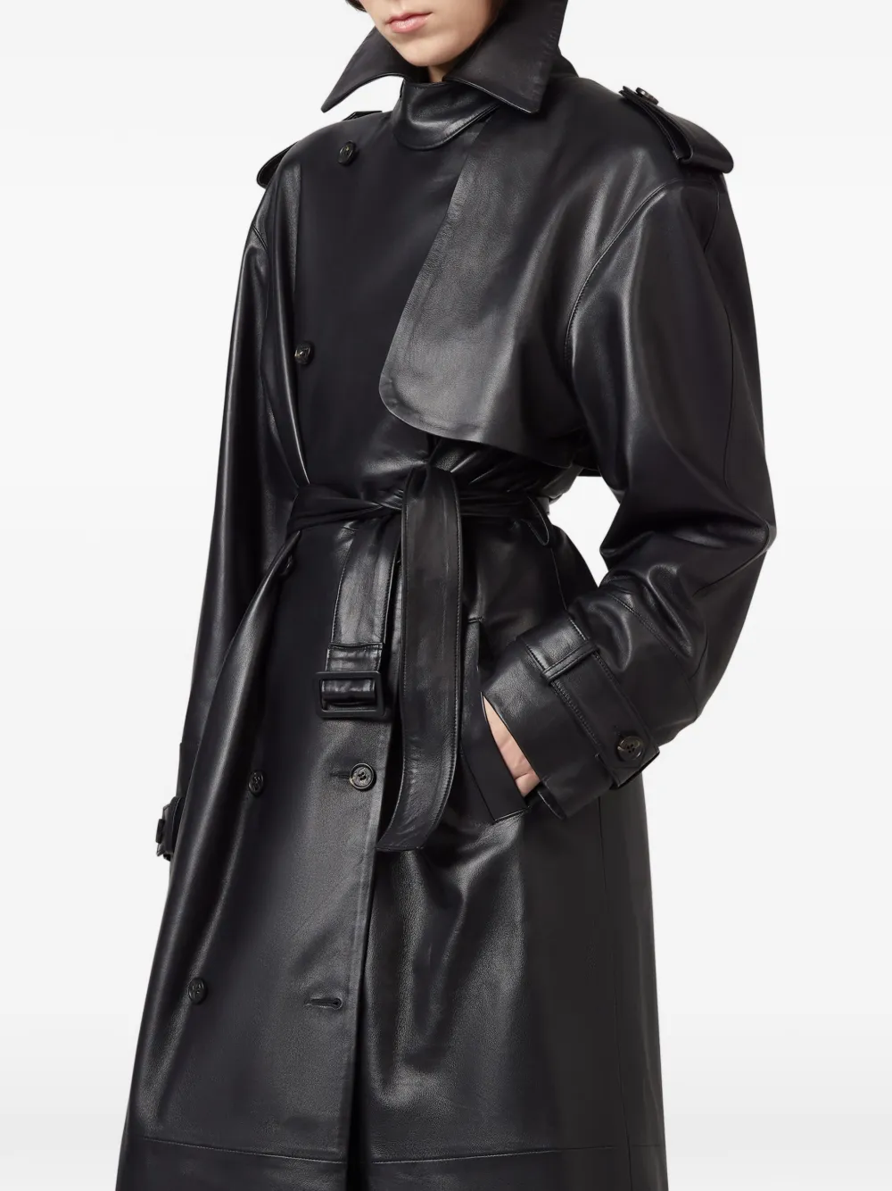 Giuseppe Di Morabito Trenchcoat met dubbele rij knopen en ceintuur Zwart