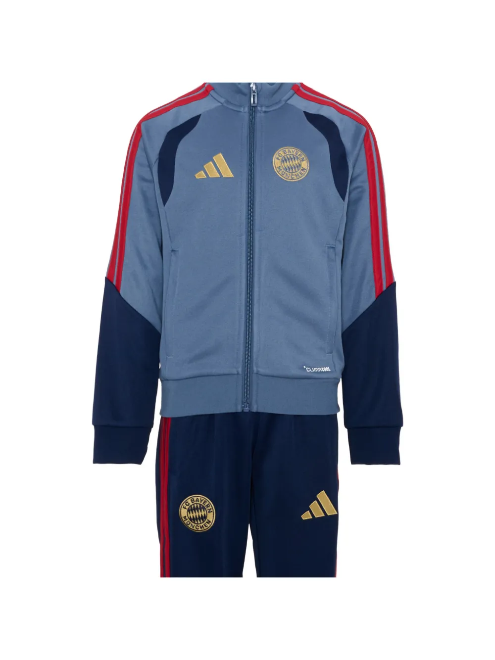 adidas Kids x FC Bayern Munique trainingspak met geborduurd logo en vlakken Blauw