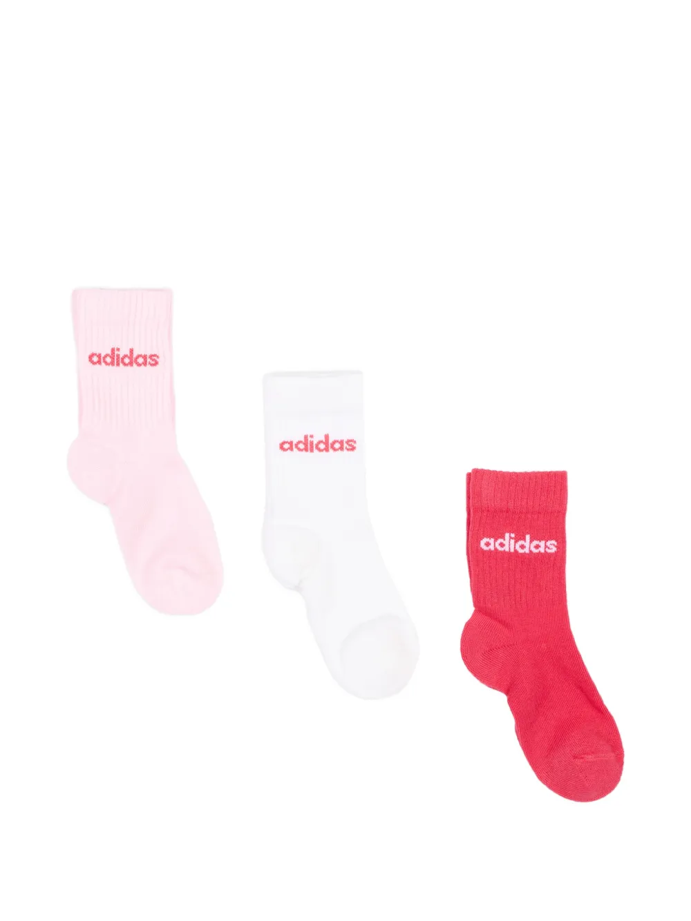 Adidas Kids Drie paar ribgebreide sokken met logo Wit