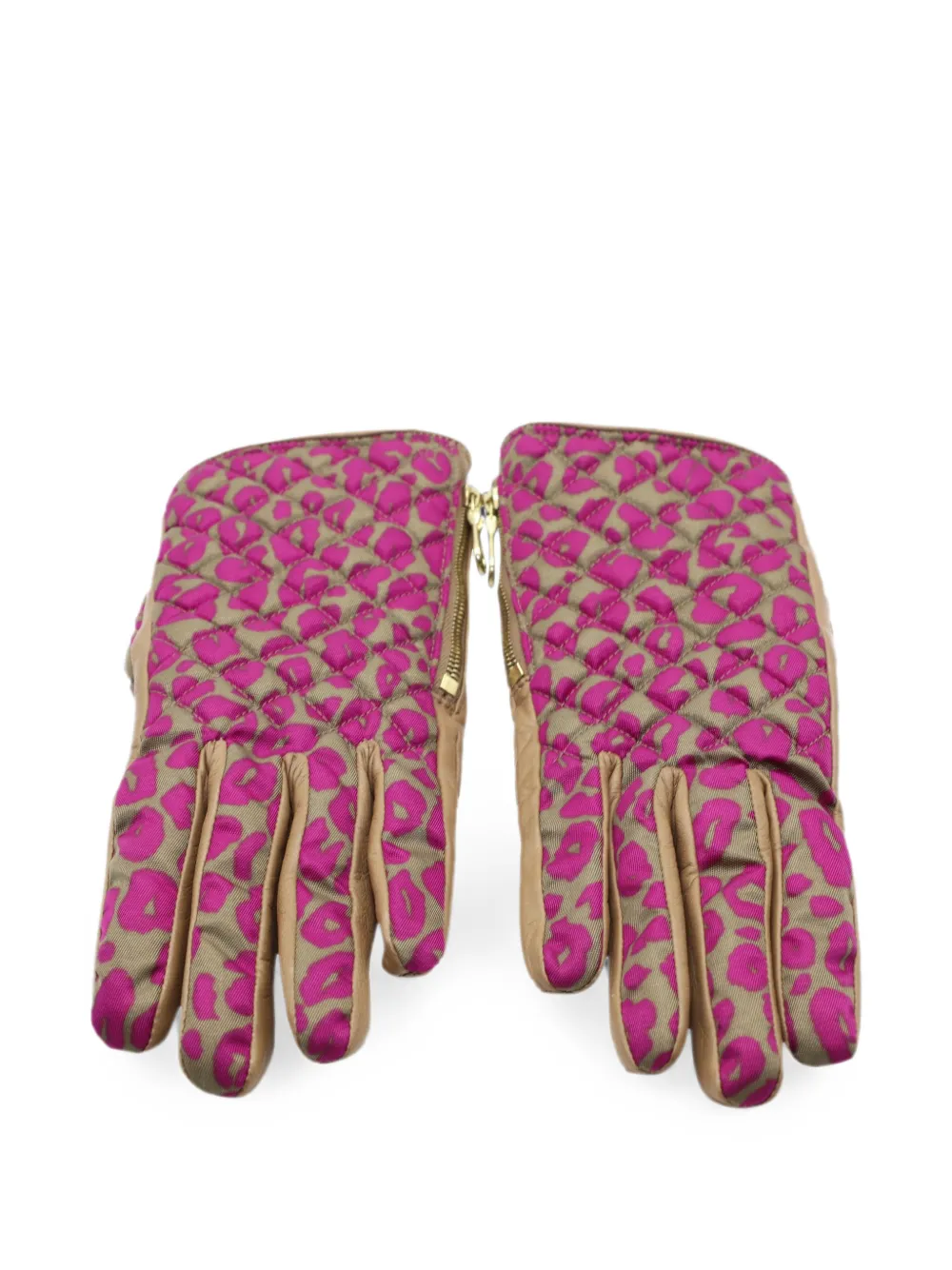 Pre-owned Mulberry Quilted Animal-print Gloves In Neutrals