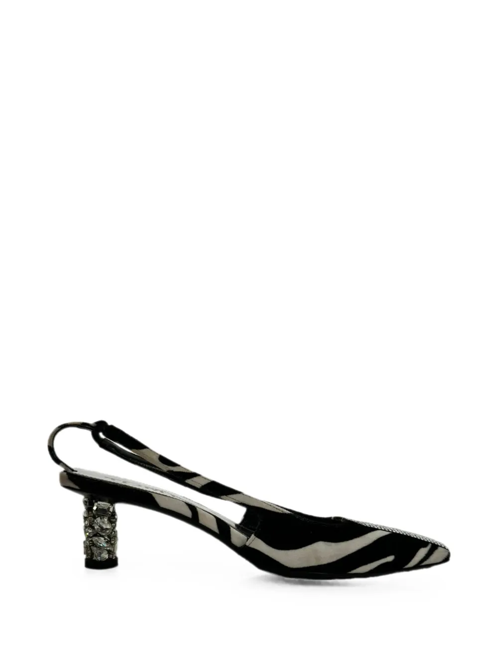 Pre-owned Tom Ford Zebra-print Slingback Pumps In Black