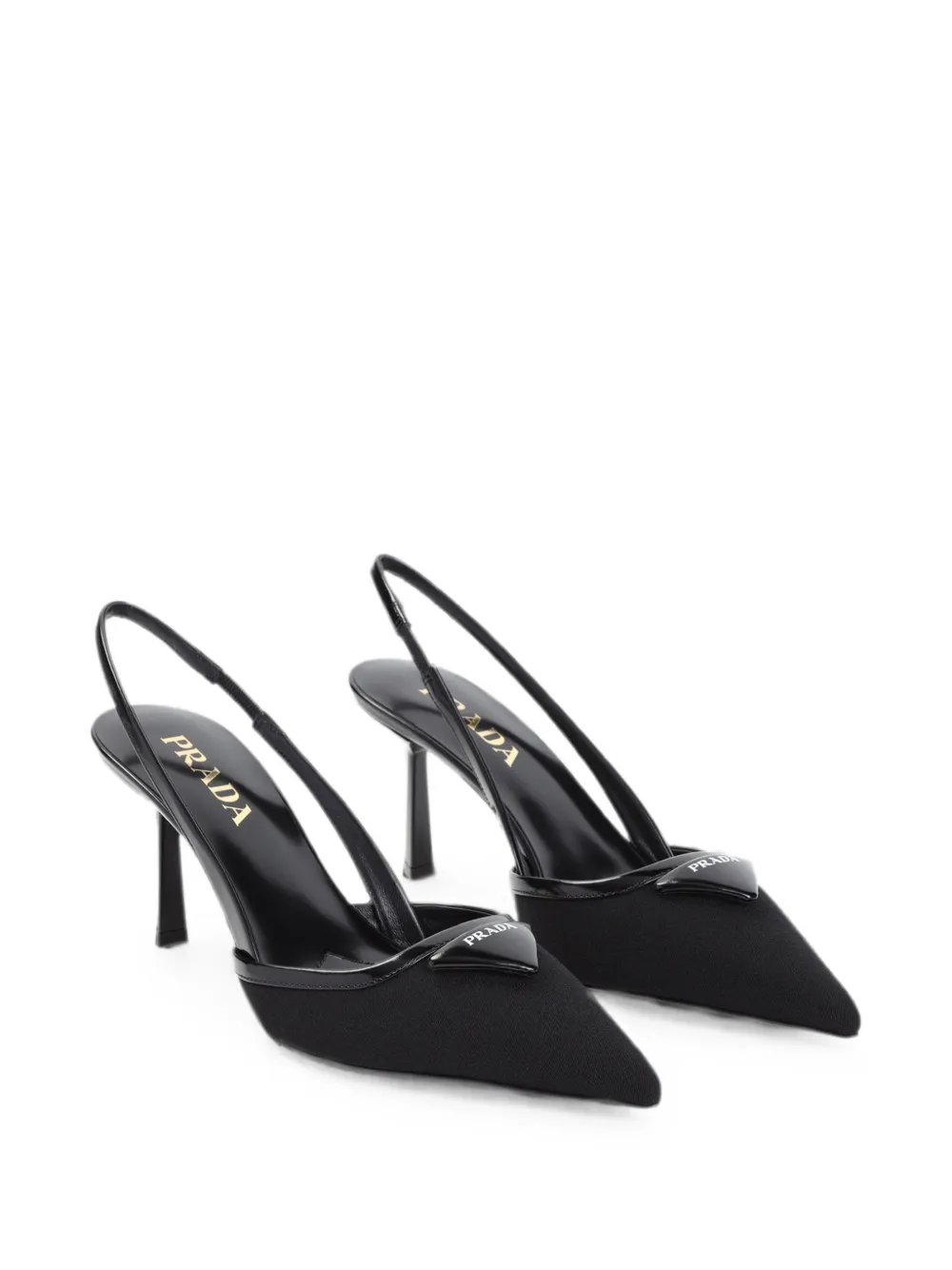 Prada logo-plaque slingback pumps Zwart