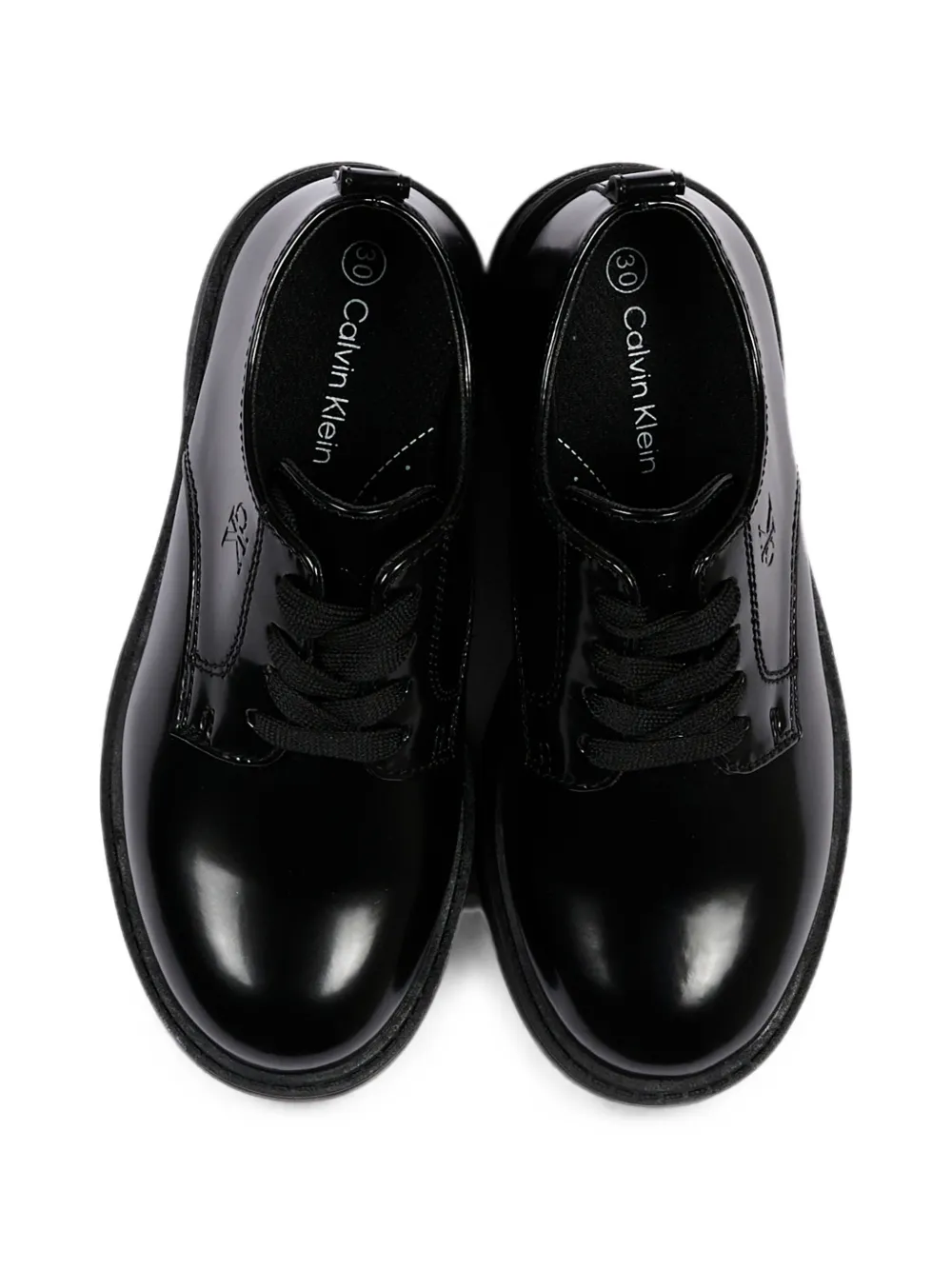 Calvin Klein Kids lace-up leather Derby shoes Zwart