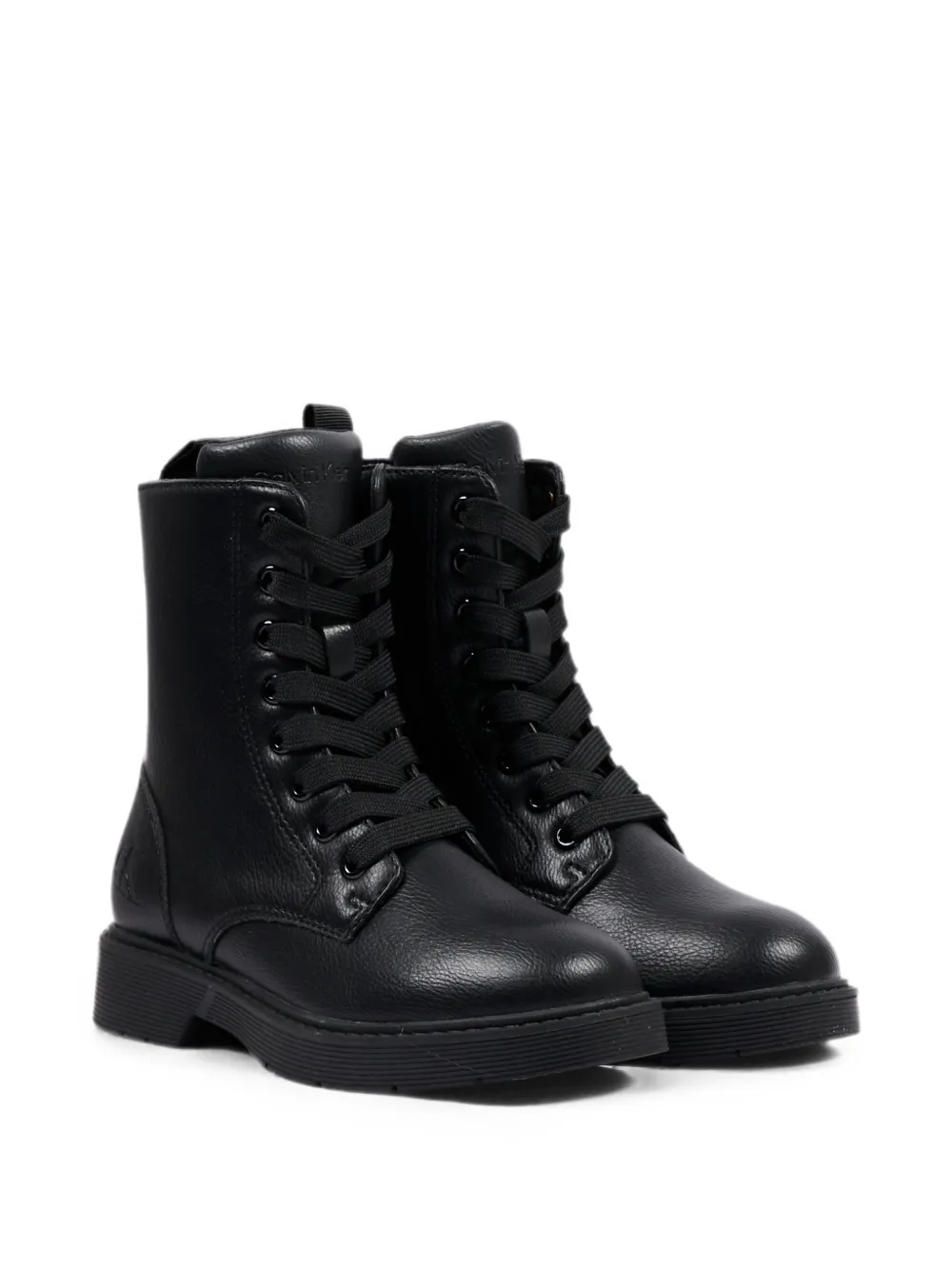 Calvin Klein Kids logo-embossed lace-up ankle boots Zwart