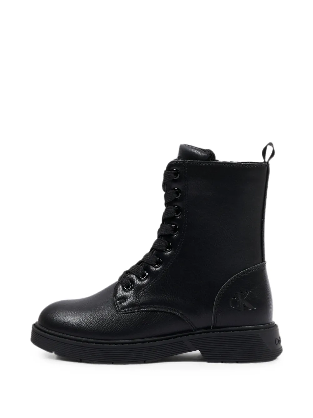Calvin Klein Kids logo-embossed lace-up ankle boots Zwart