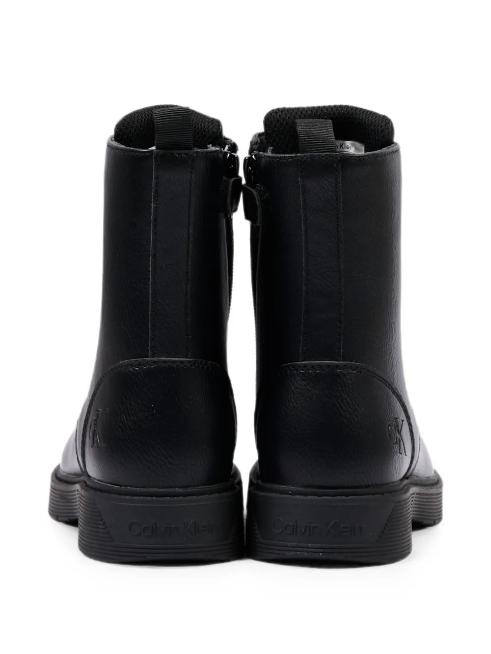 Calvin Klein Kids logo-embossed lace-up ankle boots Zwart