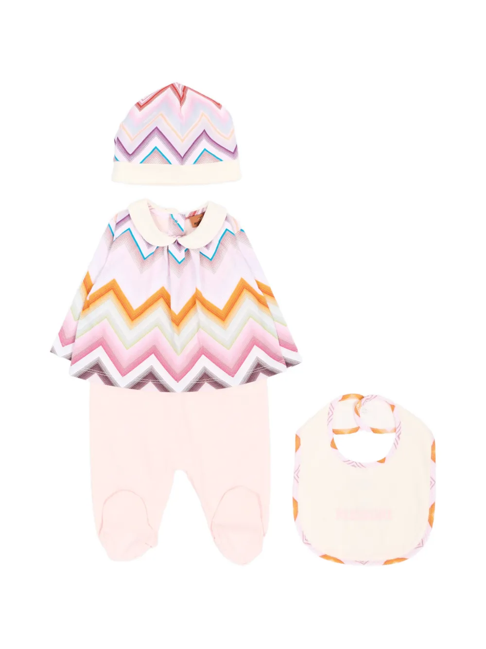 Missoni Kids Dreiteiliges Baby-Set mit Zickzack-Print - Rosa