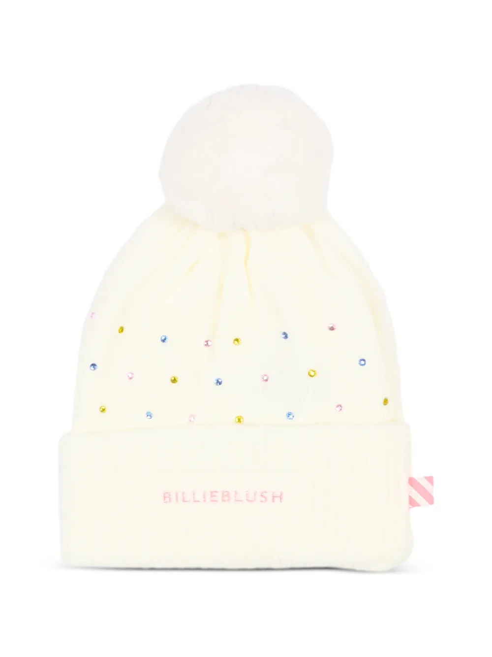 Billieblush crystal-embellished pom-pom beanie hat - Bianco