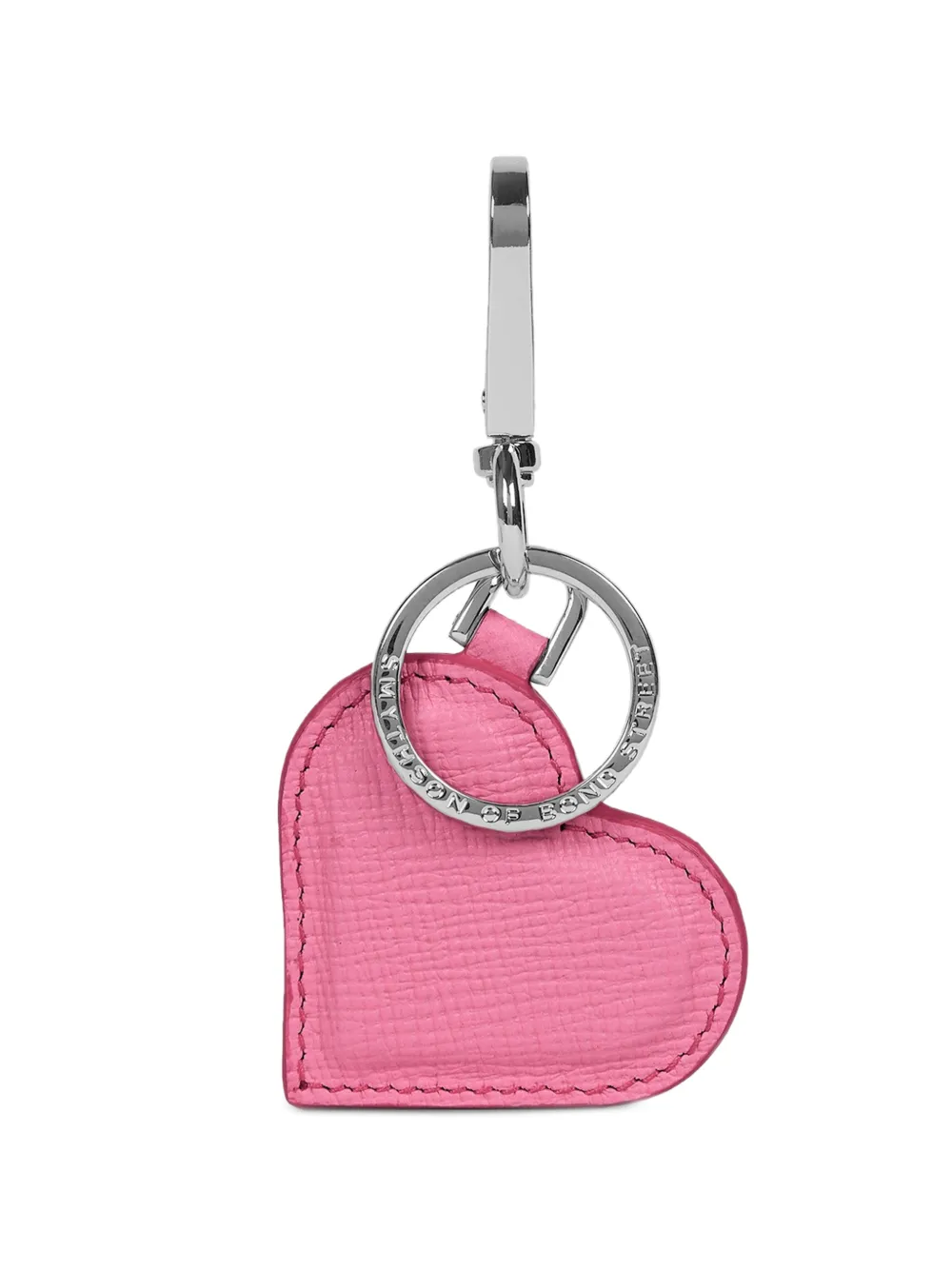 Smythson Panama leren sleutelhanger met hart Roze