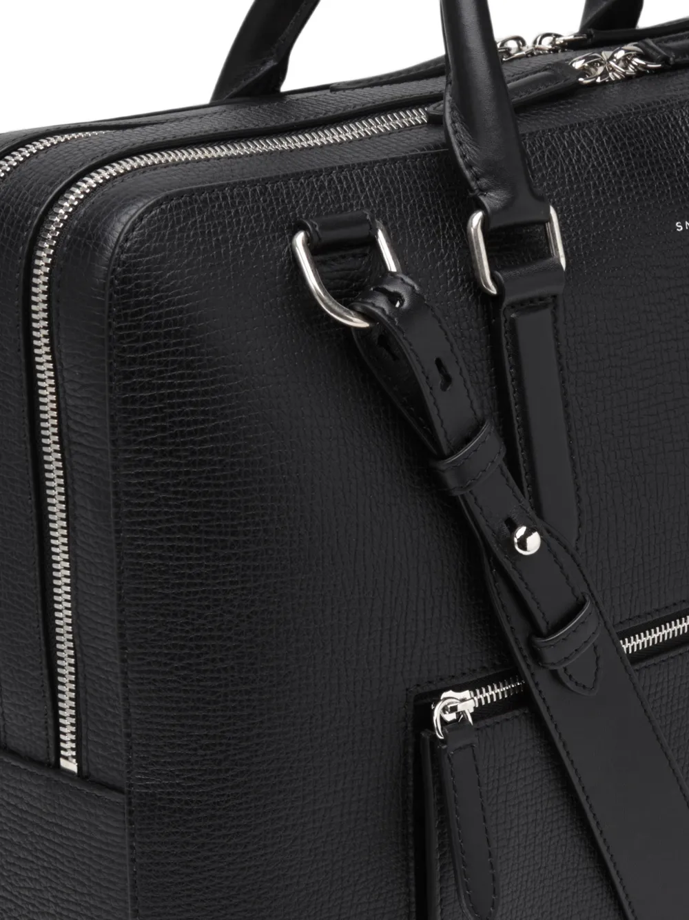 Smythson Grote Ludlow leren aktetas met rits Zwart