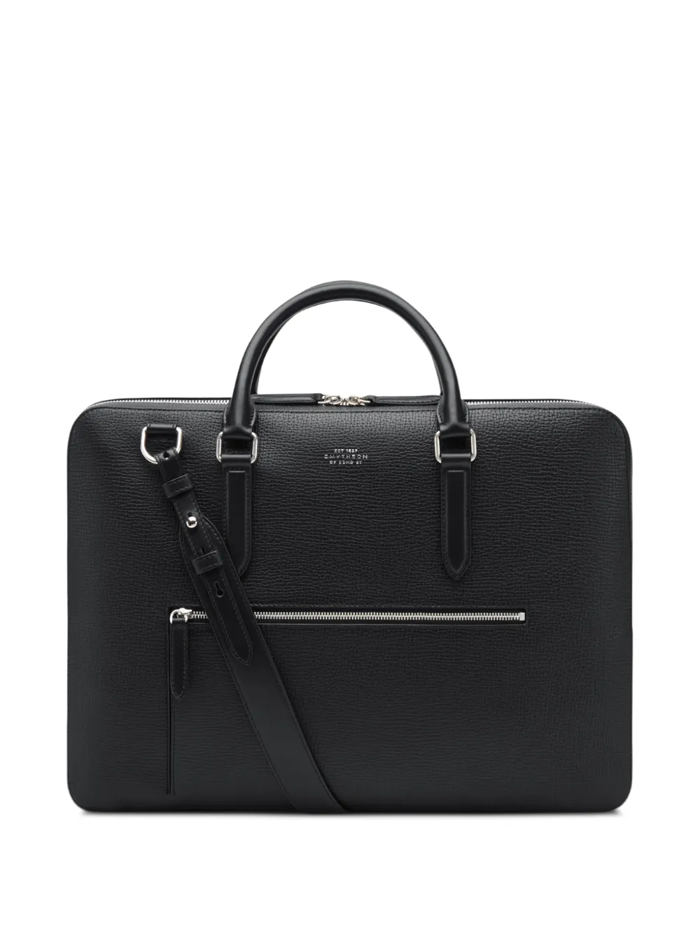 Smythson Grote Ludlow leren aktetas met rits Zwart