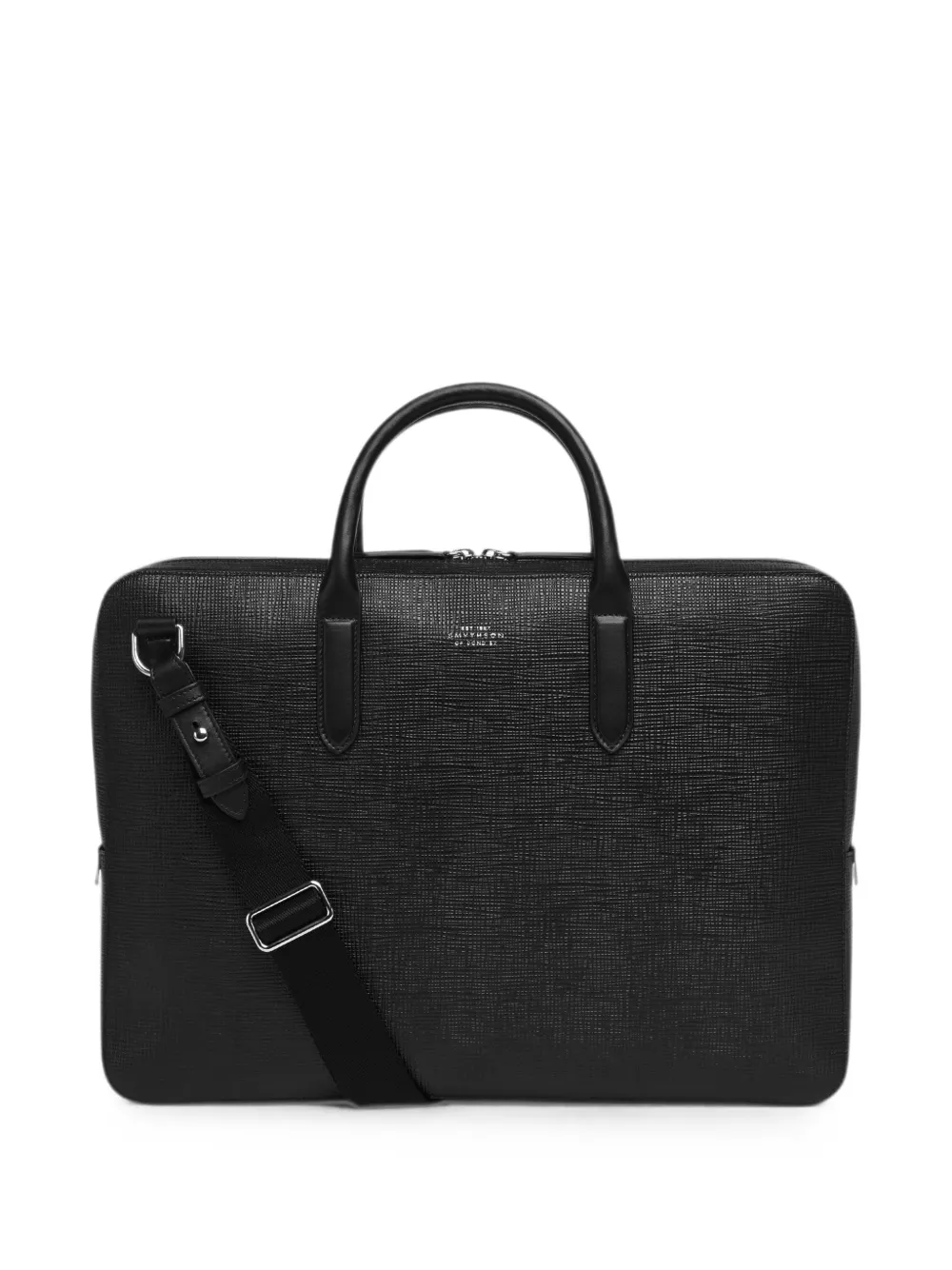 Smythson Aktetas met textuur Zwart