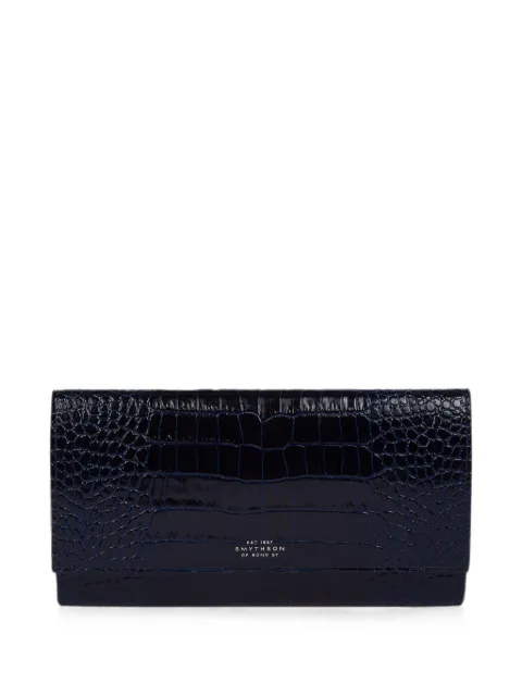 Smythson cartera Marshall con efecto de piel de cocodrilo