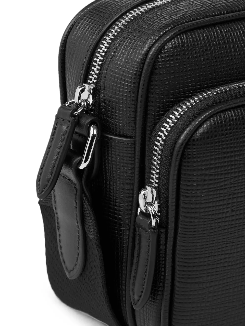 Smythson Panama leren crossbodytas met dubbele rits Zwart