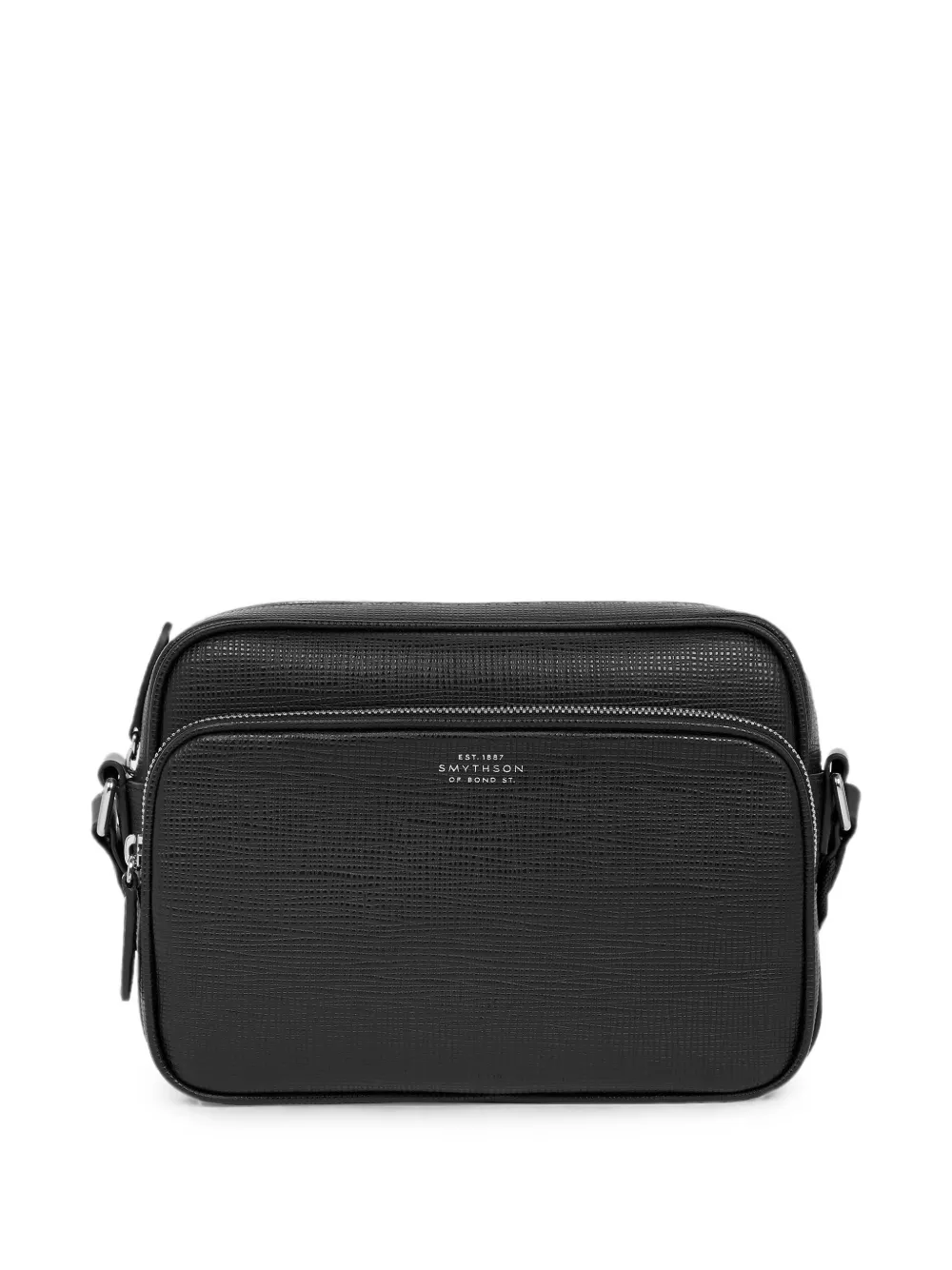 Smythson Panama leren crossbodytas met dubbele rits Zwart