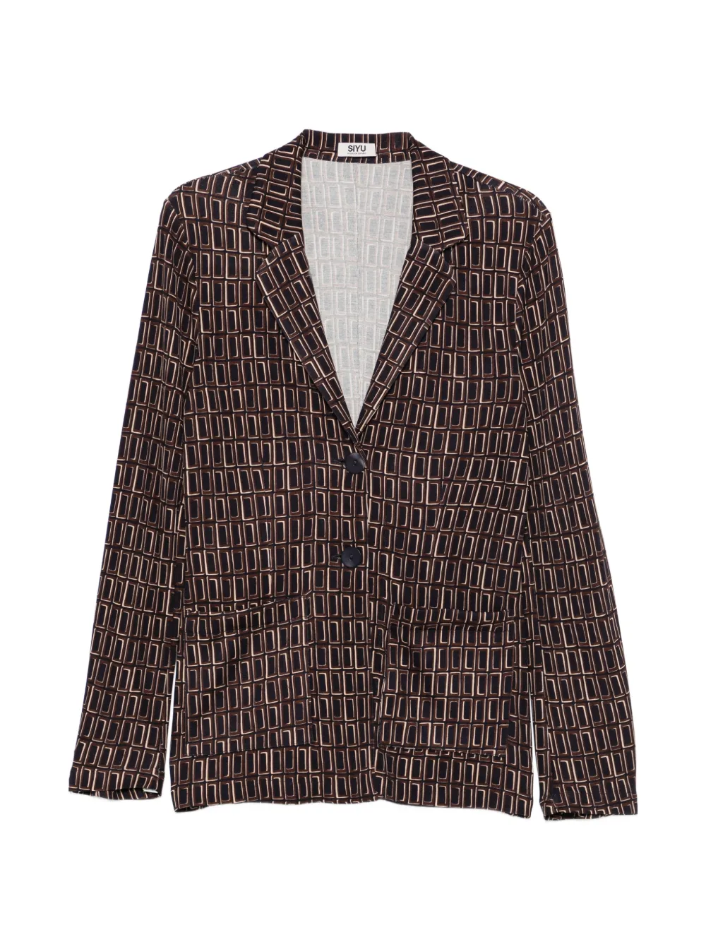 Siyu geometric-print blazer - Blau