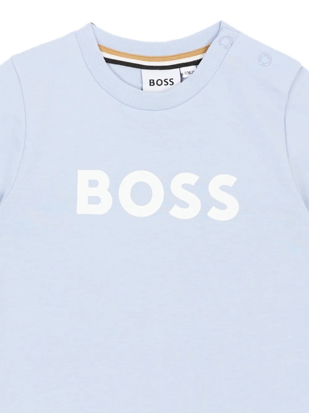 BOSS Kidswear T-shirt met drukknopen en logoprint Blauw