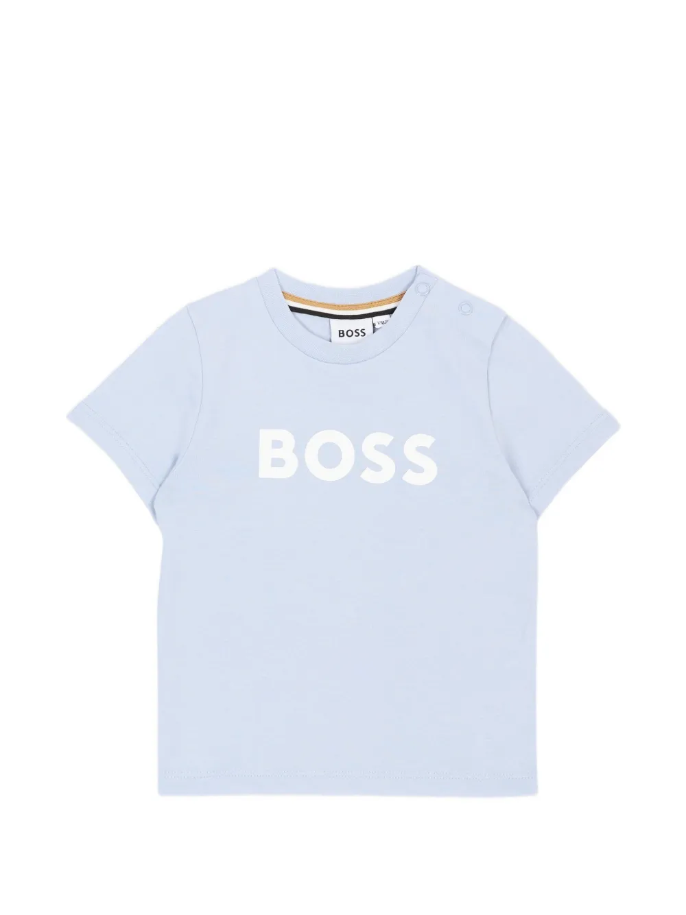 Bosswear Babies' Logo-print Press-stud T-shirt In Blue