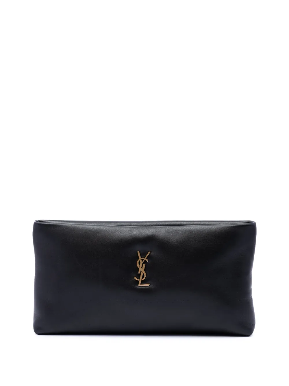 Saint Laurent Pre-Owned 2023 Calypso Clutch aus Lammleder mit Monogramm und Reißverschluss - Schwarz