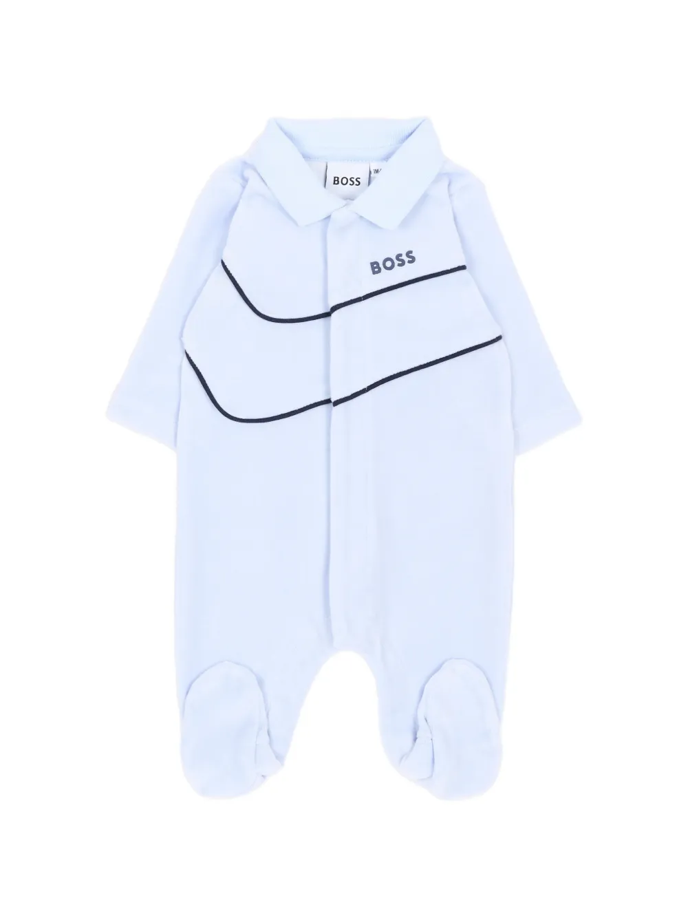 BOSS Kidswear logo-print collared sleepsuit - Blau