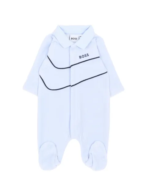 BOSS Kidswear logo-print collared sleepsuit