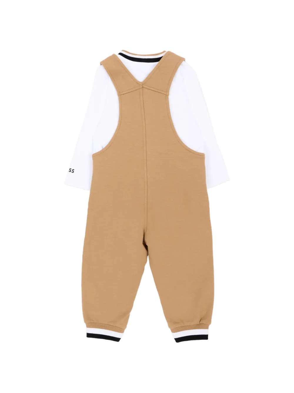 BOSS Kidswear Tuinbroek met logopatch Beige
