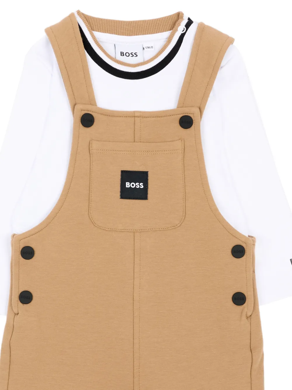 BOSS Kidswear Tuinbroek met logopatch Beige